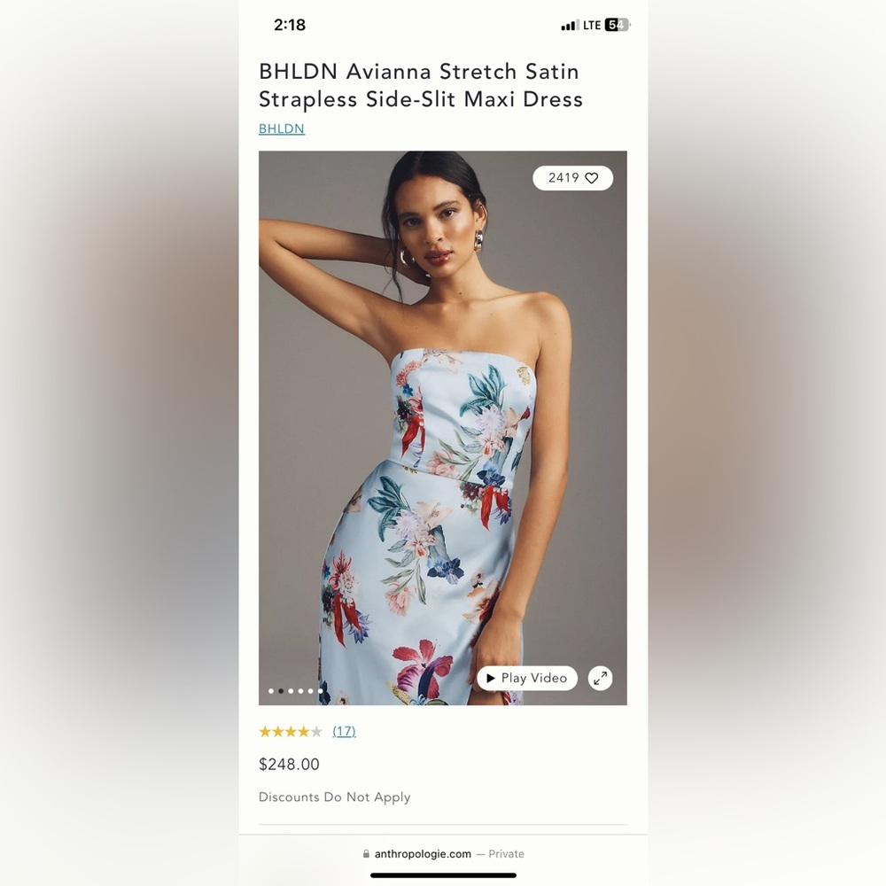 BHLDN anthro dress size 6